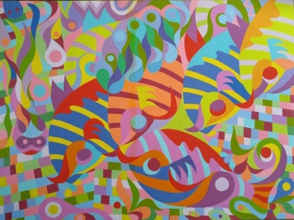 Flying Fish IV by George Dolgy | Acrylic on Canvas Flying Fish IV